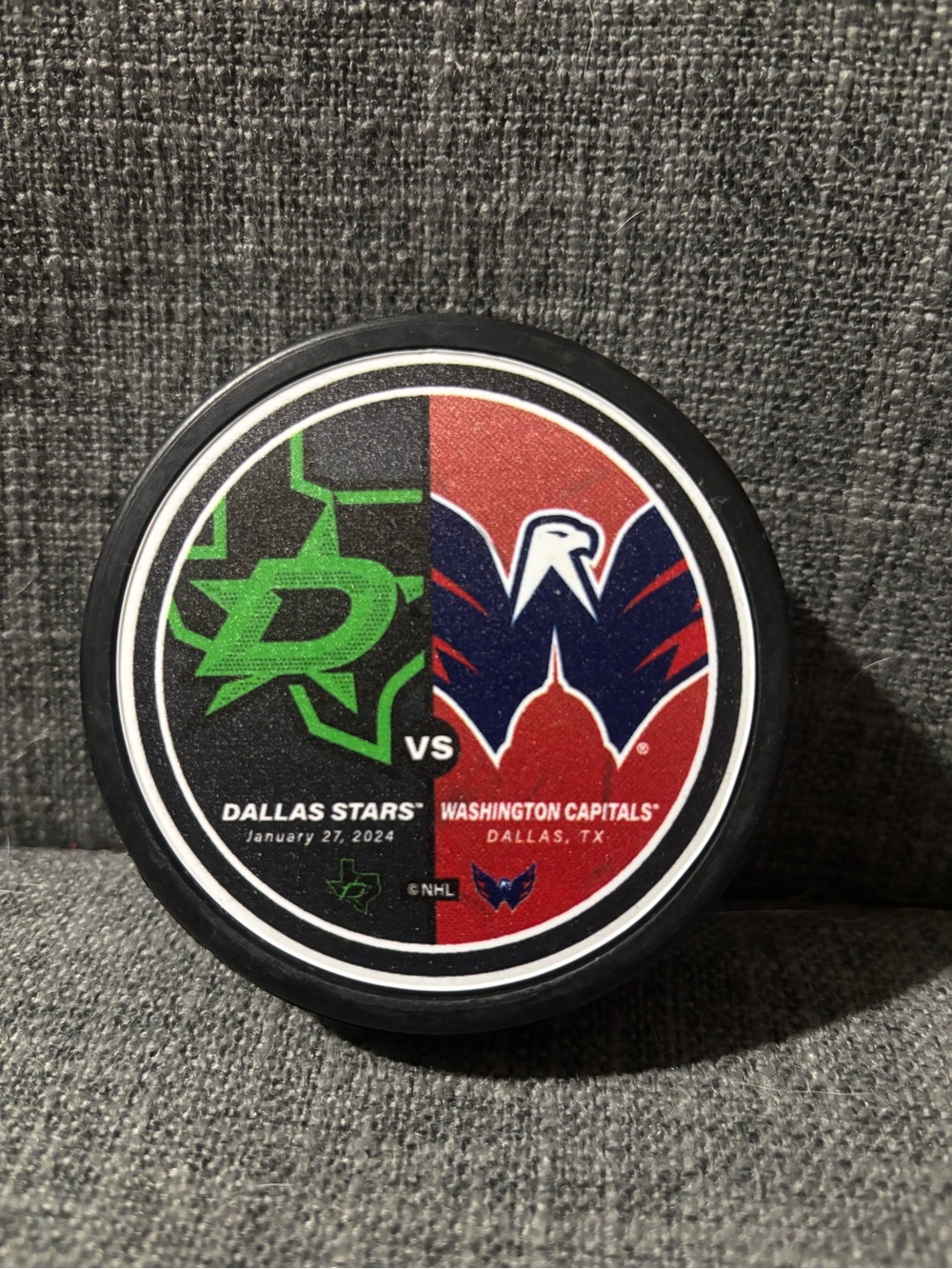 Dallas Stars vs Washington Capitals Match Up Hockey Puck 1/27/2024 New
